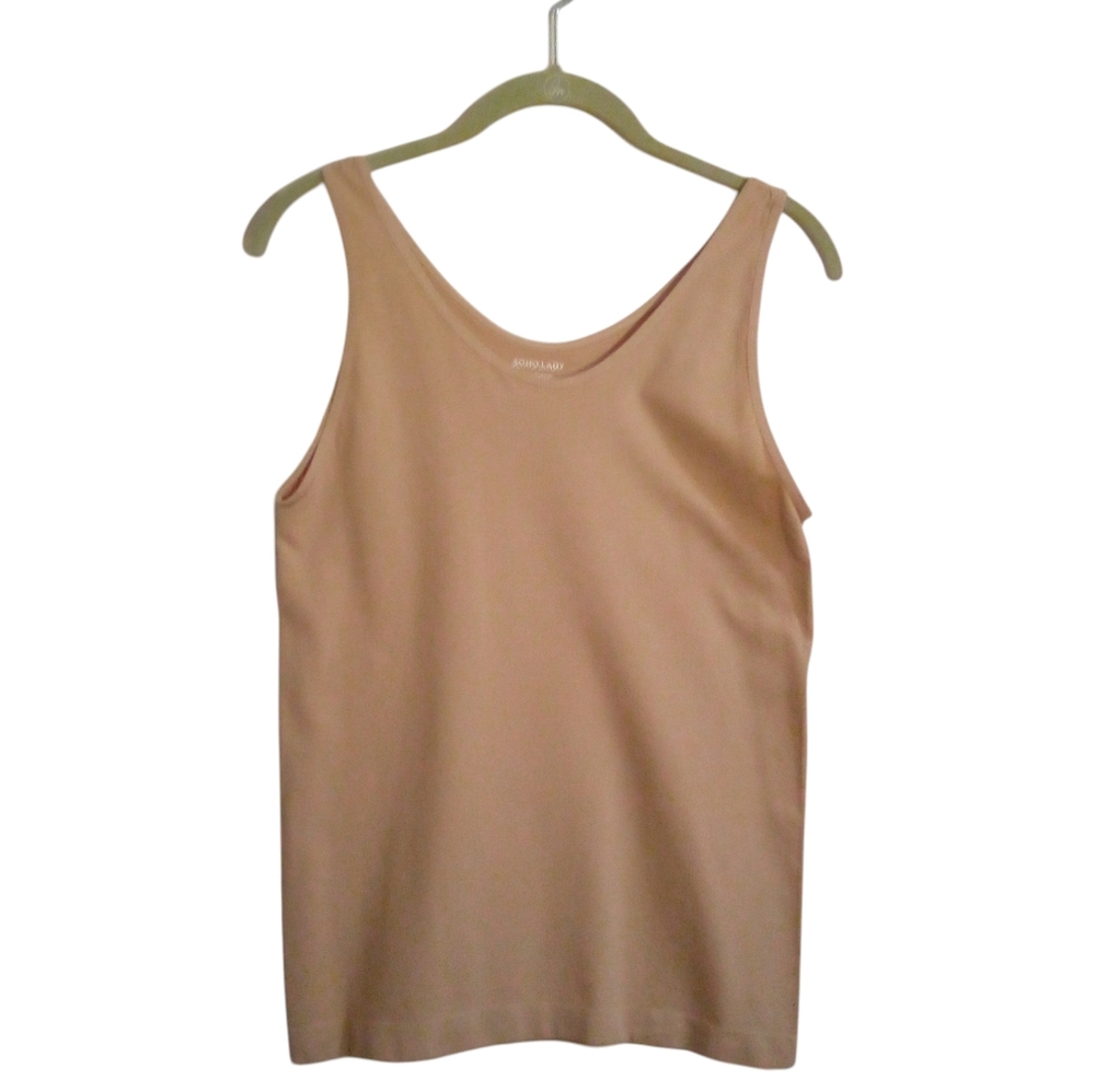 Soho Lady Beige Seamless Stretch Tank Camisole Top Scoop Neck Size 1X/2X NWOT